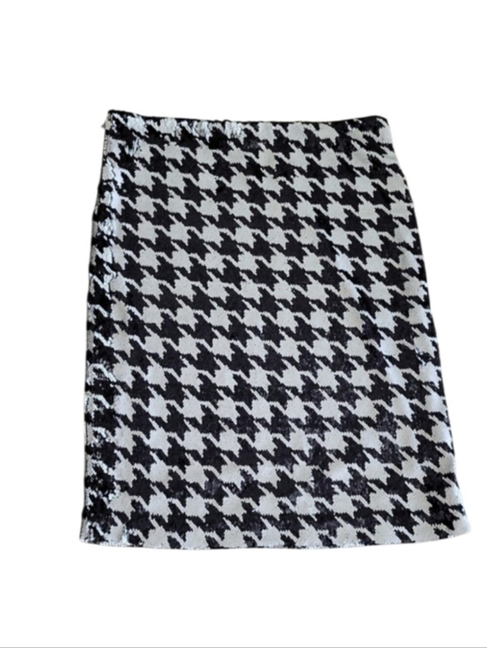 Ann Taylor Black White Houndstooth Sequin Pencil Skirt Size 16 - Picture 4 of 14